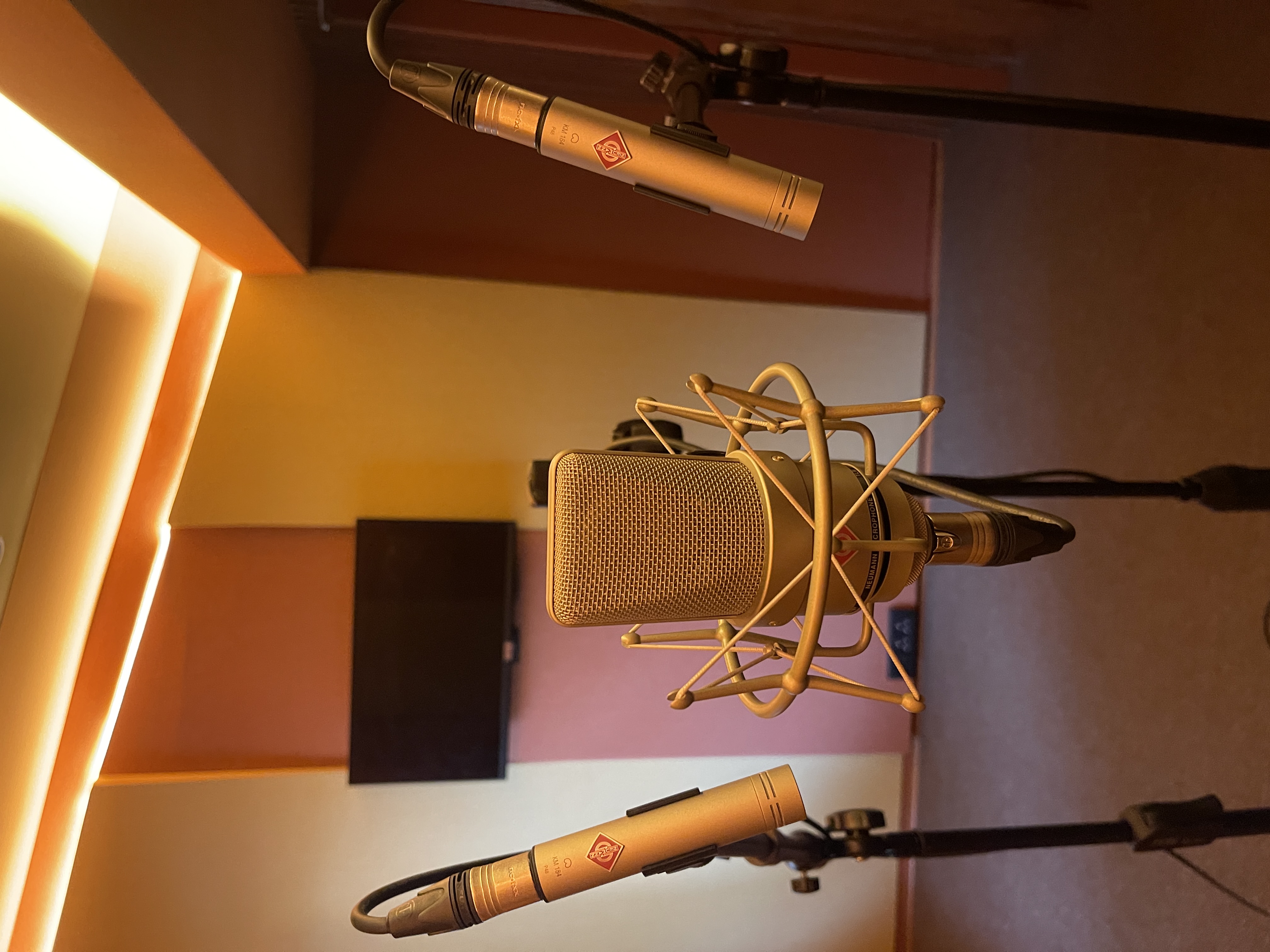 Neumann condenser microphones in the YMS recording room